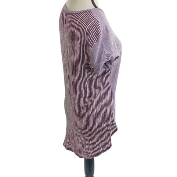 LOFT T Shirt Purple Cuffed Sleeve Relaxed Constrast Fabric Lounge Womens Size XS - Picture 4 of 7